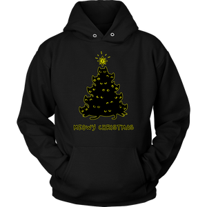 Meowy Christmas Black Cat Tree Hoodie