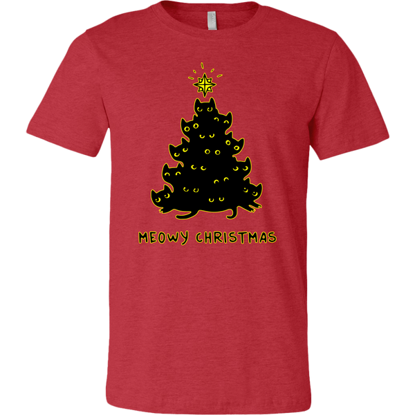 Meowy Christmas Black Cat Tree T-shirt