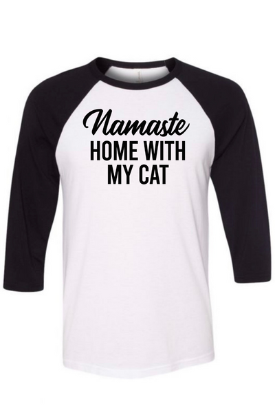 Namaste Home With My Cat Raglan Tee