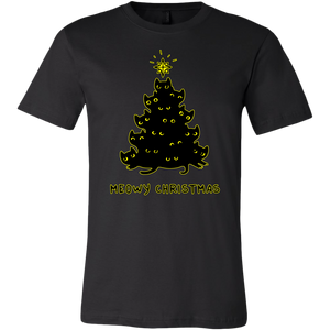 Meowy Christmas Black Cat Tree T-shirt