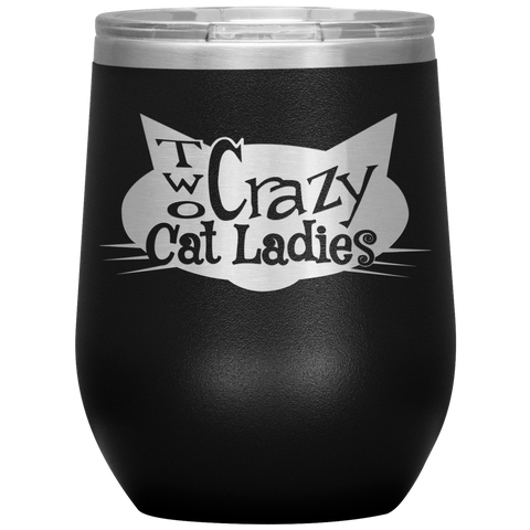 Two Crazy Cat Ladies Cat Head Wine Tumbler