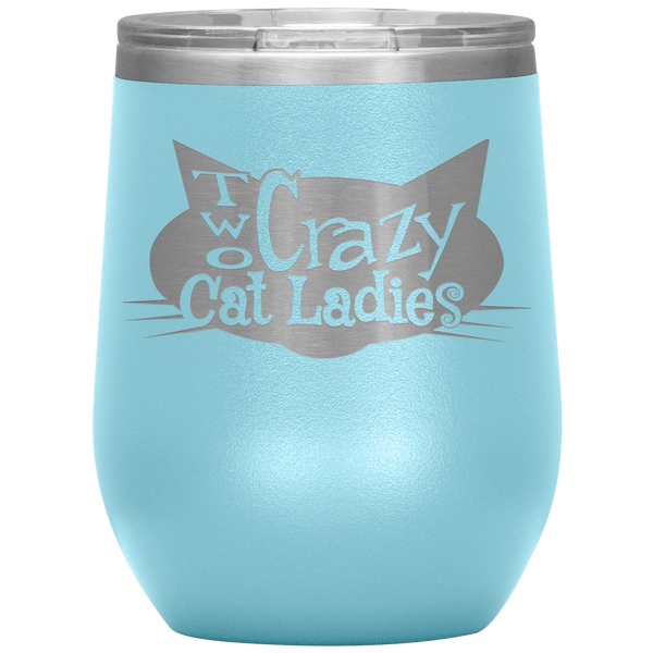 Two Crazy Cat Ladies Cat Head Wine Tumbler
