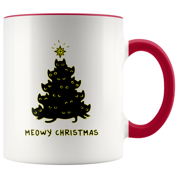 Meowy Christmas Black Cat Tree Mug